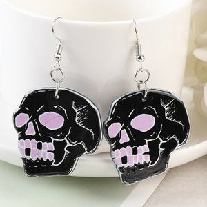 Halloween Black Skull Earrings Halloween